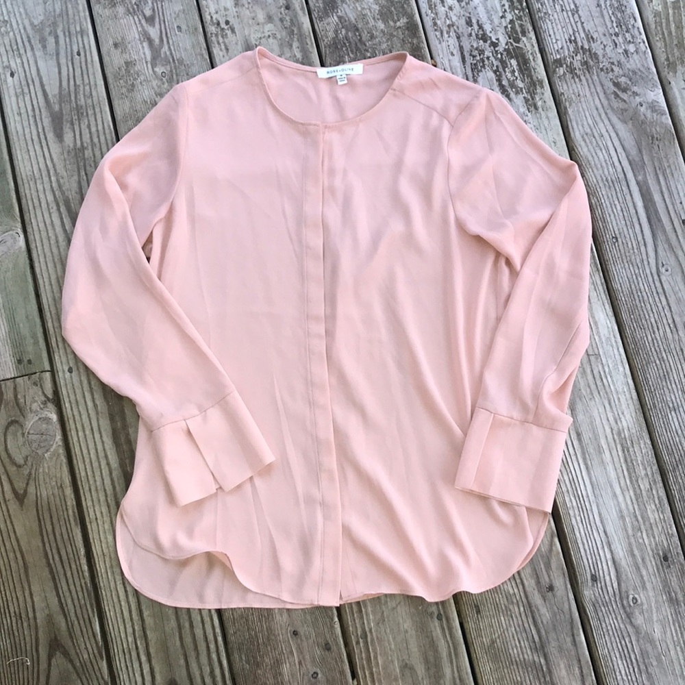 Blush pink long sleeve blouse